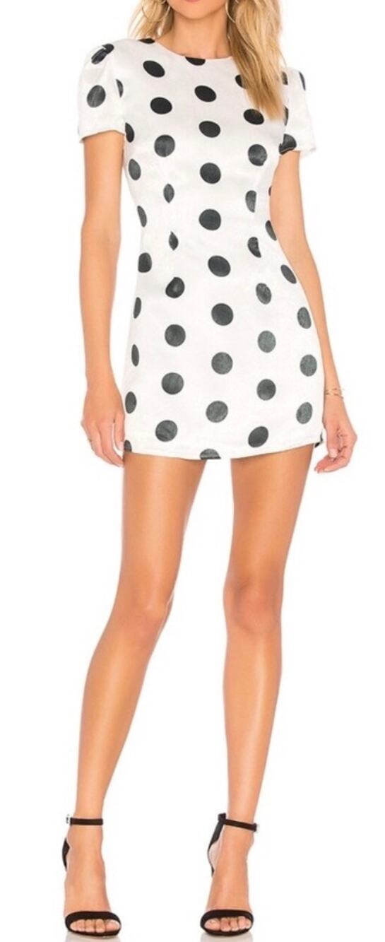 House of Harlow 1960 x Revolve Mini Dress Delphine White & Black Polka Dot Small